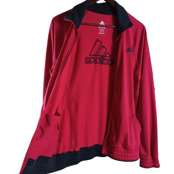 Adidas Women's Active Zip Track Jacket Size Large Pink Grey Pockets Embroidered - Picture 5 of 11